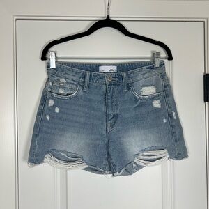 Vervet Distressed Blue Jean Shorts with Raw-Edge Hem